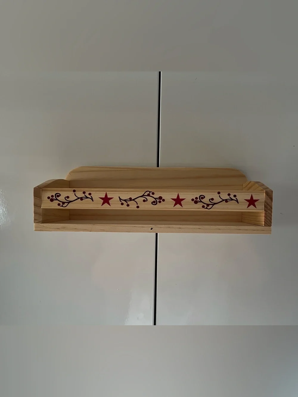Magnetic Wooden Shelf  with Red Star Accent